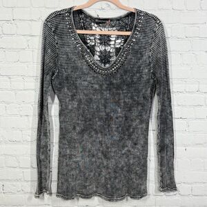 Loving Heart Blouse Women Large Motorcycle Stretch Grunge Punk Rock Y2K Top